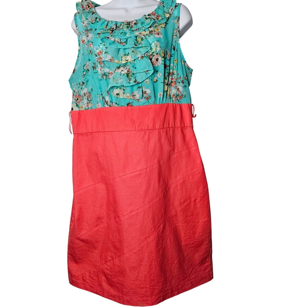 Alyx Limited Floral Colorblock Dress Peach‎ Coral Fit & Flare Wedding Guest 14